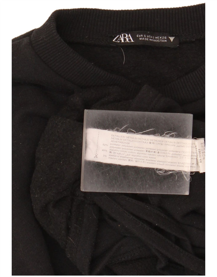 Zara Femme Sweatshirt Jumper UK 10 Petit Noir Polyester
