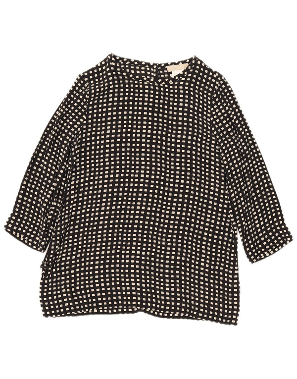 Max Mara Chemisier à manches 3/4 pour femme UK 10 Petite soie géométrique noire