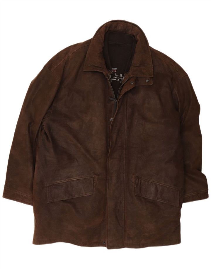 Gant Manteau coupe-vent en cuir coupe ample pour homme UK 38 Marron moyen
