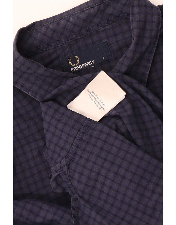 FRED PERRY Chemise Homme Large Bleu Marine Vichy Coton