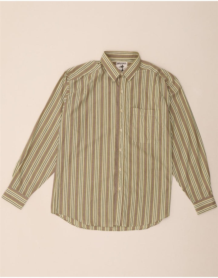 Chemise Homme Vintage Rayée Kaki Moyen