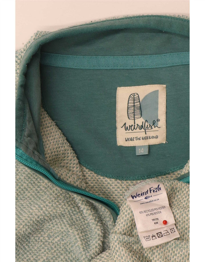 Weird Fish Sweat-shirt à col zippé pour femme UK 14 Grand Vert Polyester