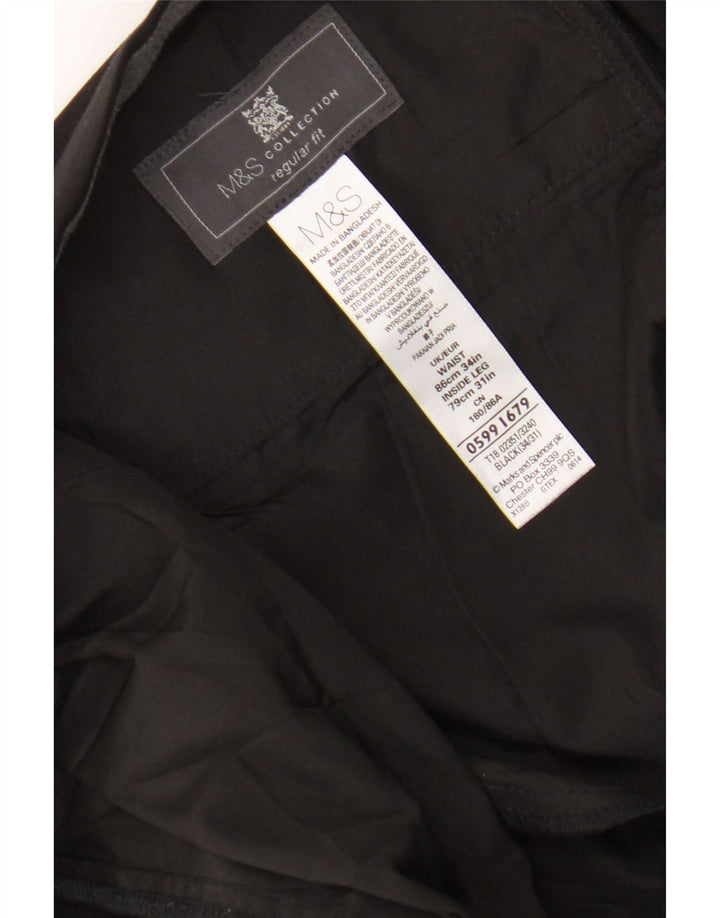 Marks & Spencer Pantalon de costume coupe classique pour homme W34 L27 Noir Polyester