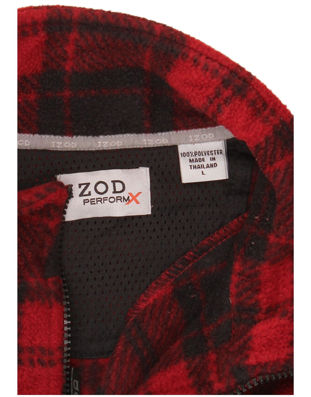 Izod Pull polaire à col zippé pour homme en polyester à carreaux rouges