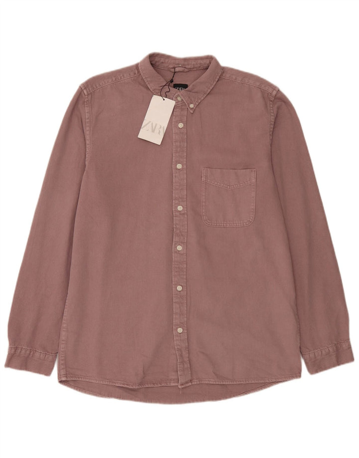 Chemise Homme Zara Large Rose Coton