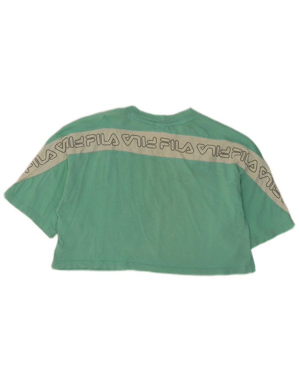 Fila Womens Crop Graphic T-Shirt Top UK 10 Small Vert Colorblock