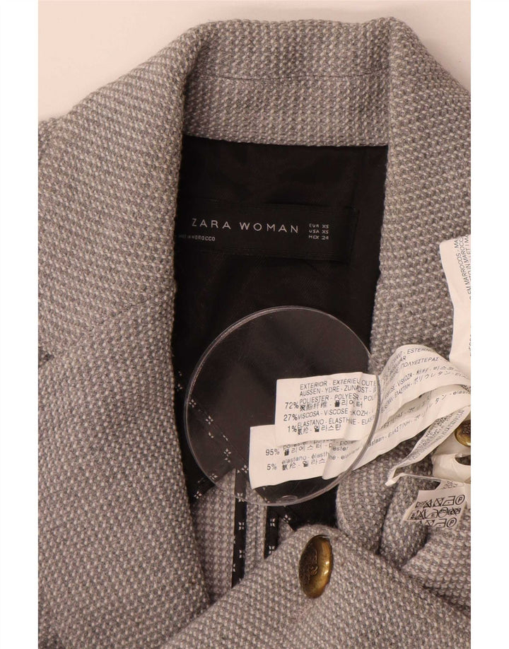 Zara Veste Blazer 1 Bouton Femme UK 6 XS Gris Polyester