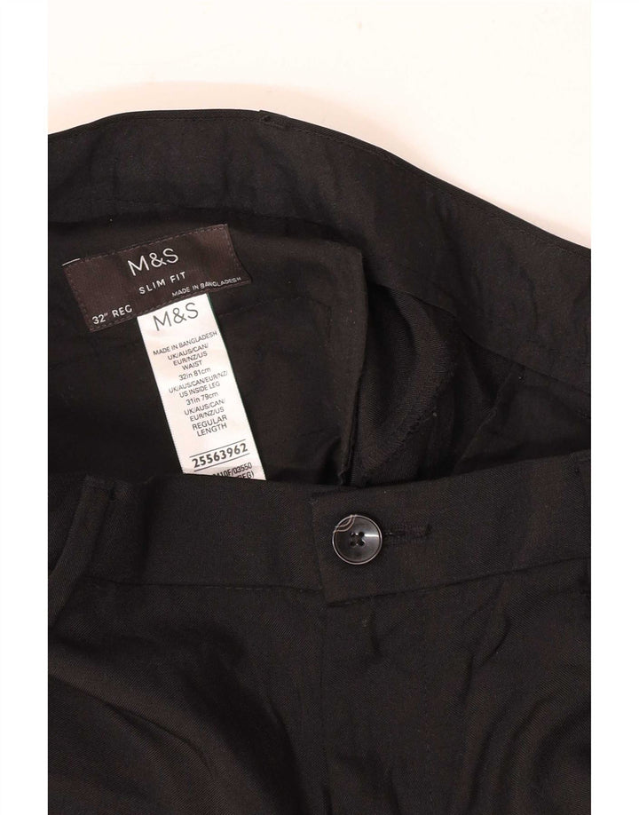 Marks & Spencer Pantalon décontracté coupe slim pour homme W32 L31 Noir Polyester