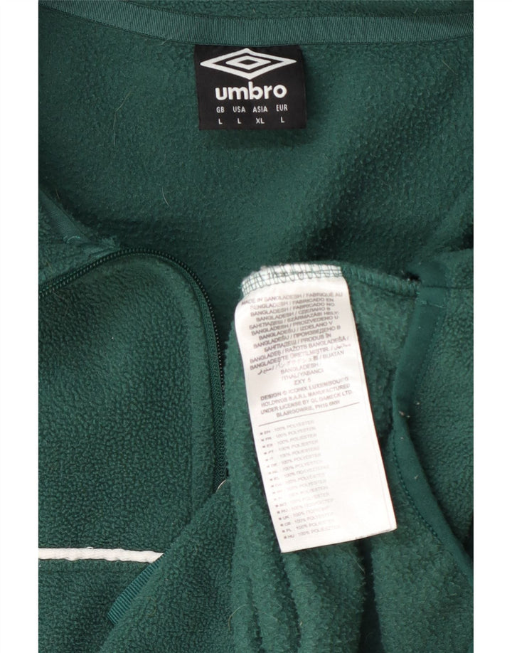 Umbro Pull polaire graphique à col zippé pour homme, grand, vert, polyester
