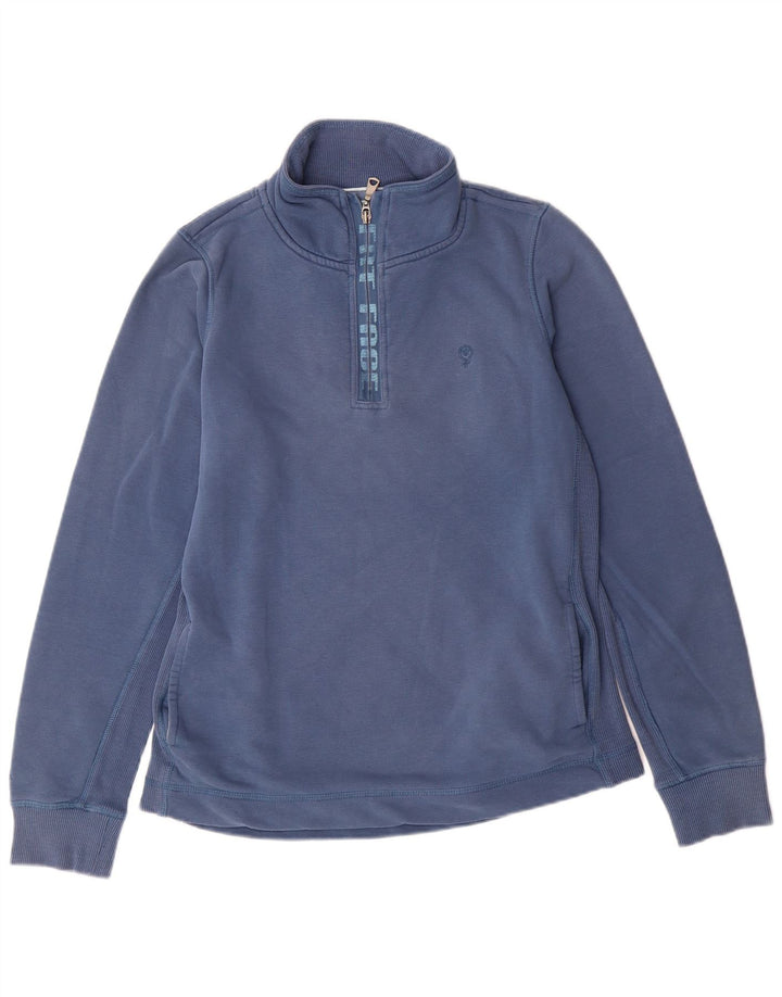 FAT FACE Sweat-shirt à col zippé pour femme UK 12 Bleu moyen Coton