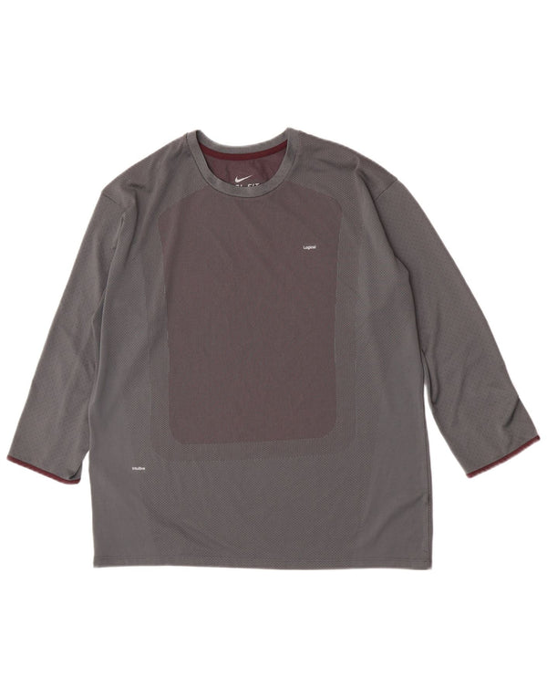 Nike Haut à manches 3/4 pour homme 2XL Gris Colourblock