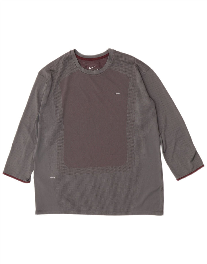 Nike Haut à manches 3/4 pour homme 2XL Gris Colourblock