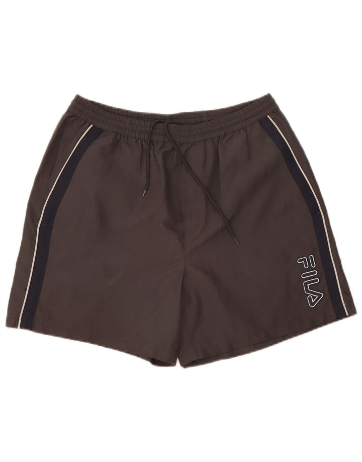 Fila Short de Sport Graphique Homme Gris Colorblock Polyester
