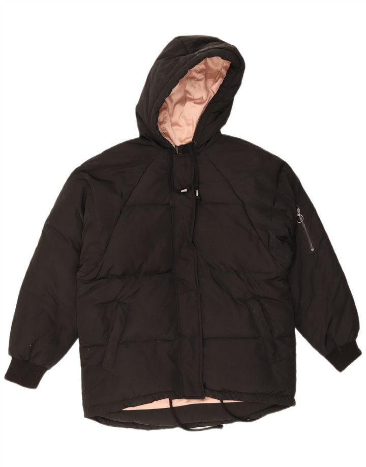 Topshop Veste matelassée surdimensionnée à capuche pour femme UK 8 Small Noir Polyester