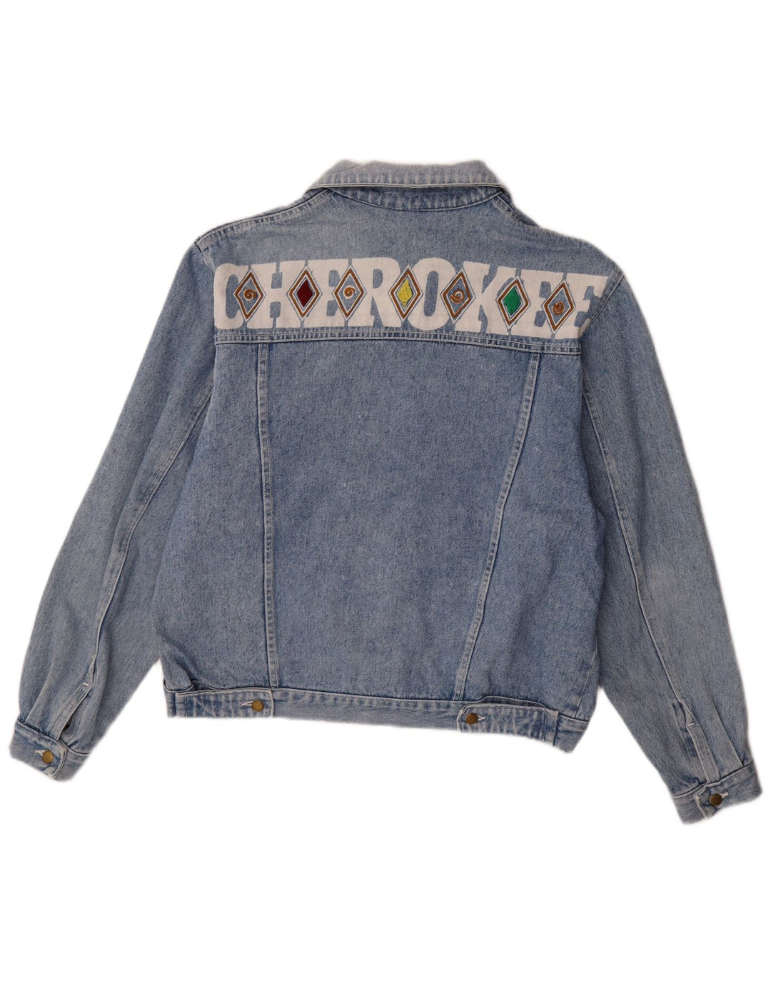 Cherokee Veste en jean graphique pour homme UK 40 Grand coton géométrique bleu
