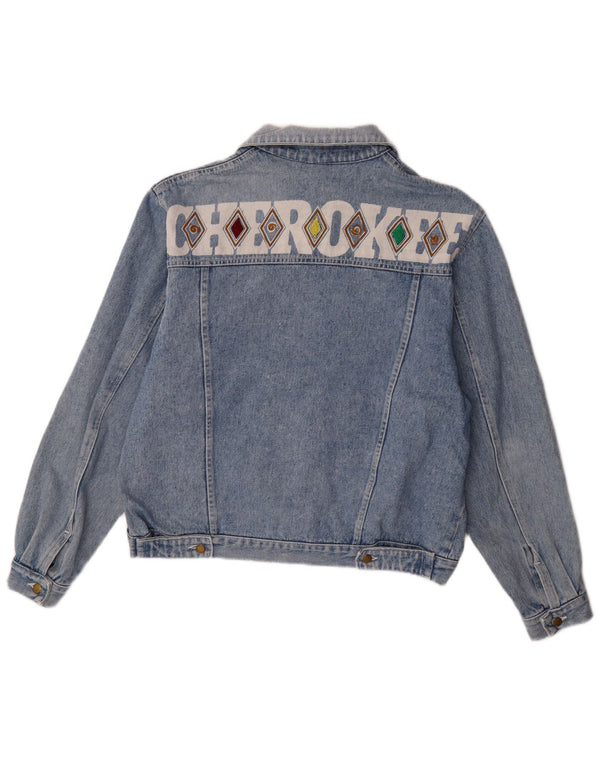 Cherokee Veste en jean graphique pour homme UK 40 Grand coton géométrique bleu