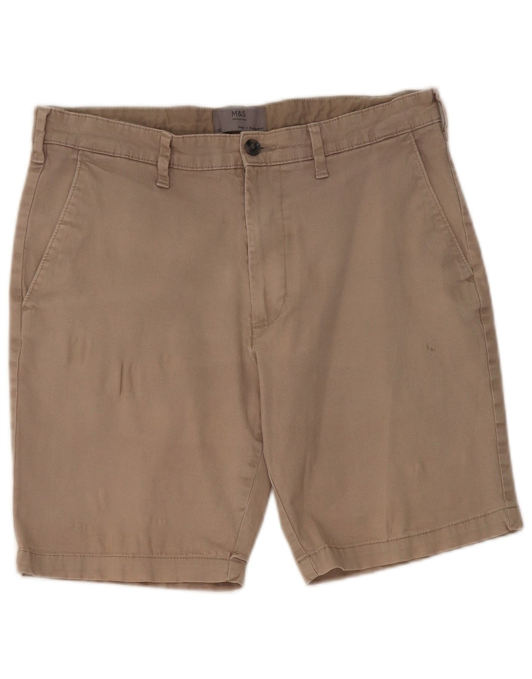 Marks & Spencer Short Chino Homme W32 Gris Moyen Coton