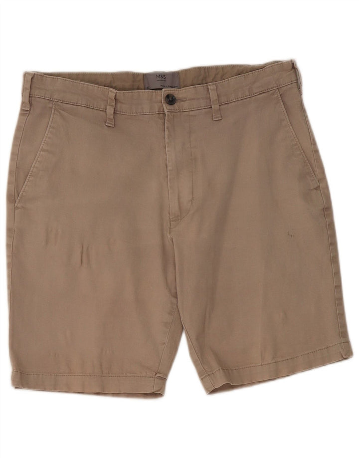 Marks & Spencer Short Chino Homme W32 Gris Moyen Coton