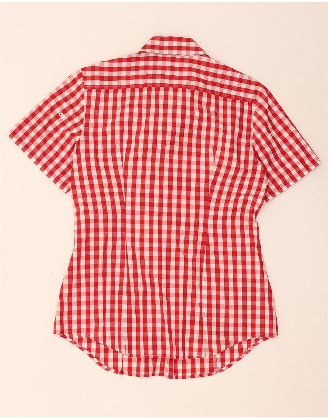 BENETTON Chemise à manches courtes pour femme UK 14 Medium Red Check