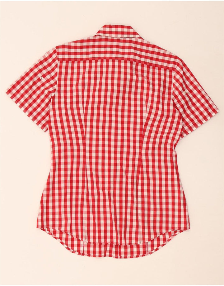 BENETTON Chemise à manches courtes pour femme UK 14 Medium Red Check
