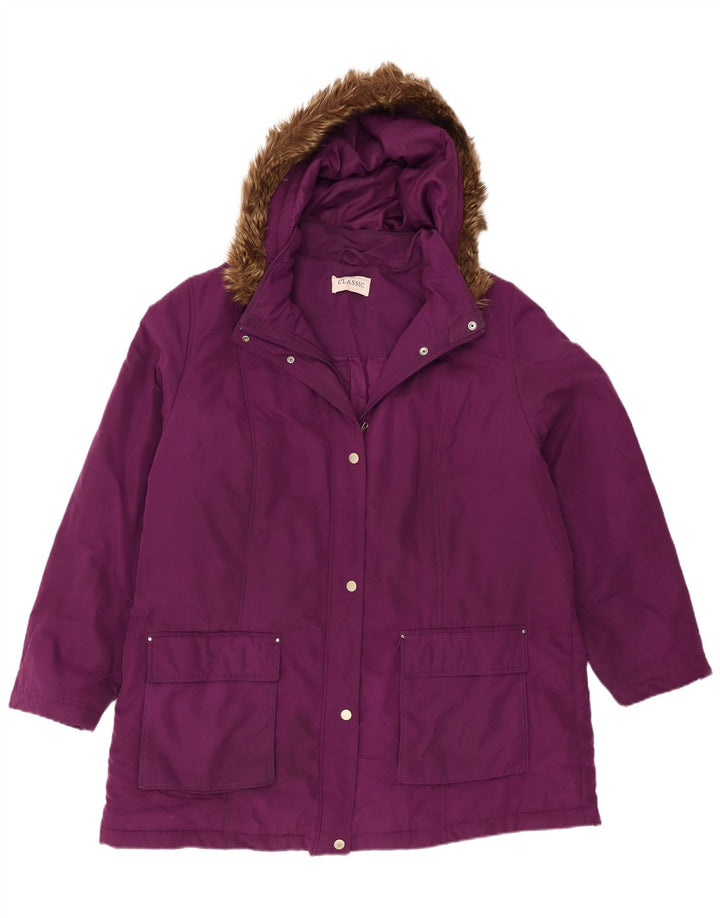 Marks & Spencer Parka à capuche pour femme UK 20 2XL Violet Polyester