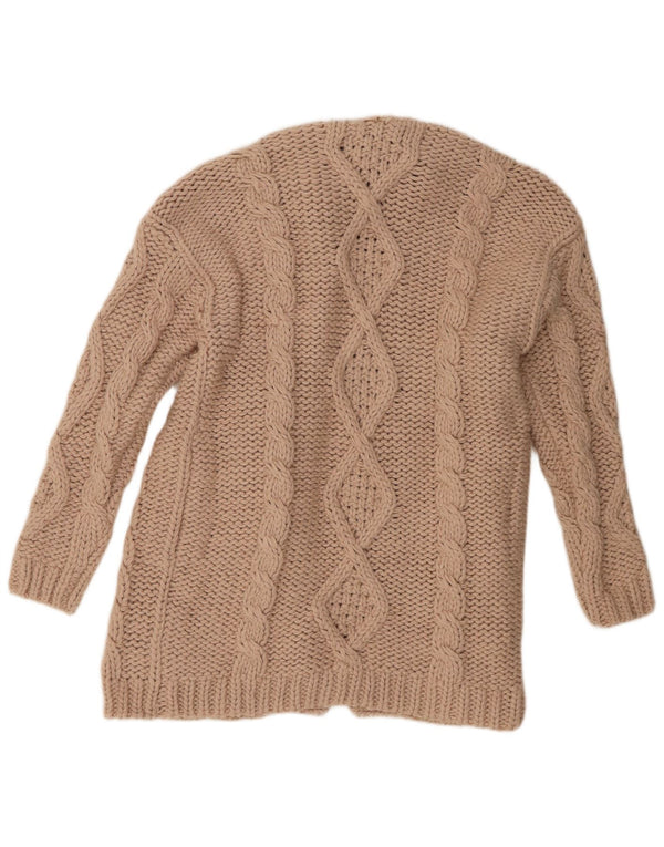 Zara Pull cardigan ouvert surdimensionné pour femme UK 10 Petit polyester beige