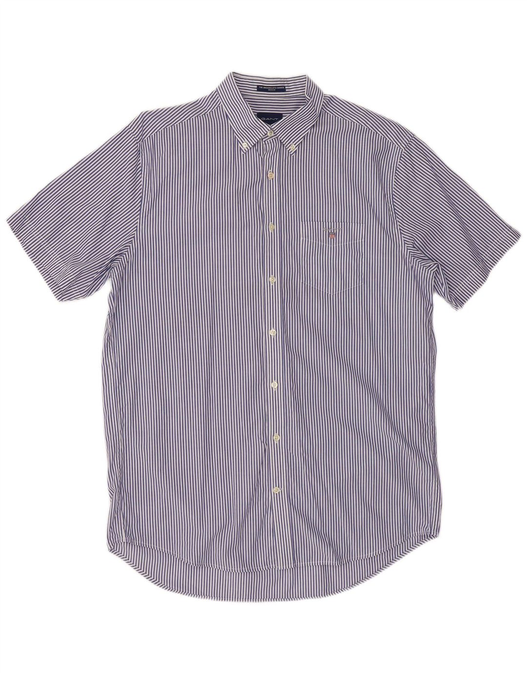 GANT Chemise coupe classique pour homme Taille 41/42 16 1/2 Large Bleu marine à fines rayures