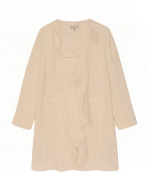 Laura Ashley Cardigan long pour femme UK 14 Grand lin blanc