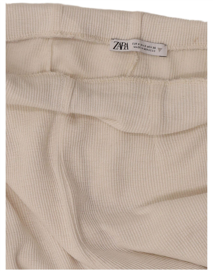 Zara Pantalon de survêtement Capri pour femme UK 10 Small Blanc