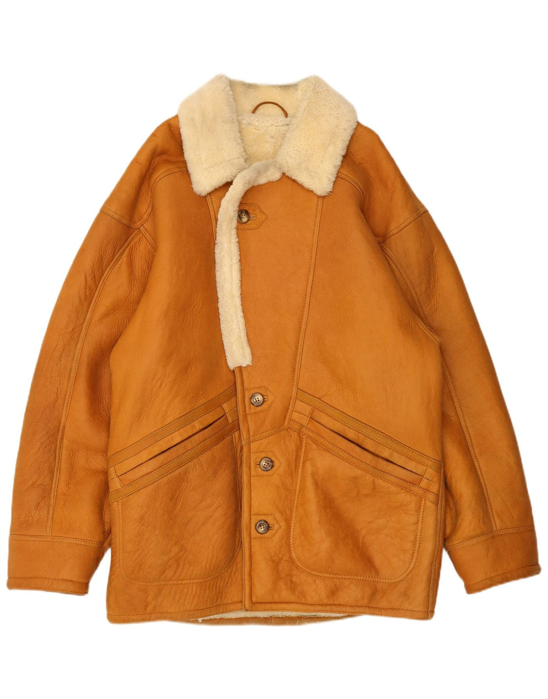 veste en peau de mouton vintage pour hommes IT 48 Brun moyen
