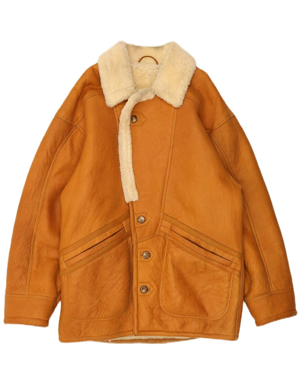 veste en peau de mouton vintage pour hommes IT 48 Brun moyen