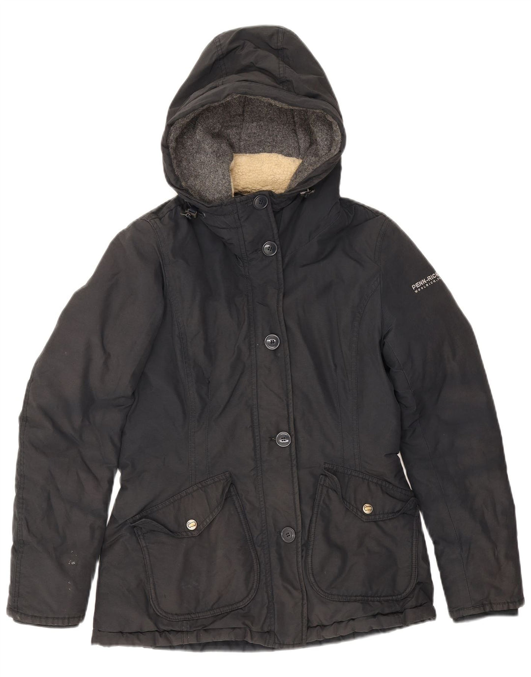Woolrich Veste coupe-vent à capuche pour femme UK 10 Small Noir