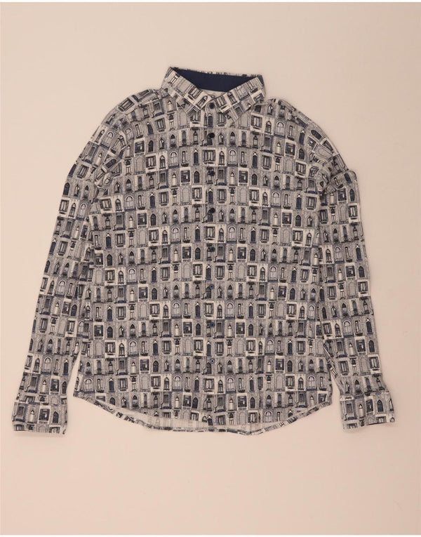 Desoto Chemise à motif abstrait pour hommes, grand coton bleu