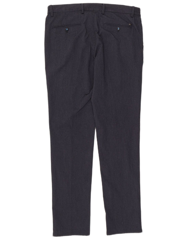 Massimo Dutti Pantalon Chino Homme EU 44 Large W34 L33 Bleu Marine Rayé
