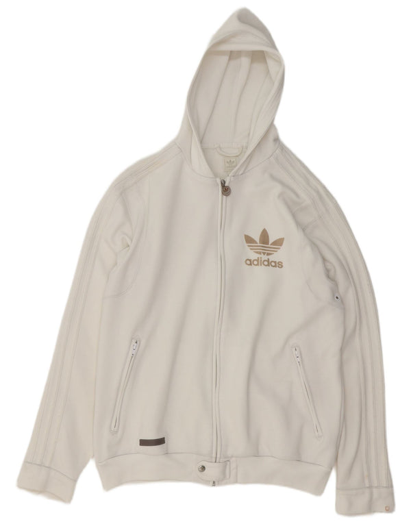 Adidas Pull à capuche zippé pour homme XL Blanc Polyester