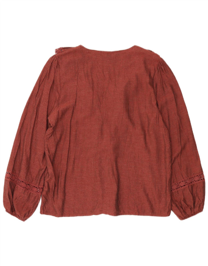 Zara Chemisier surdimensionné à volants sur le devant pour femme UK 10 Petite viscose rouge