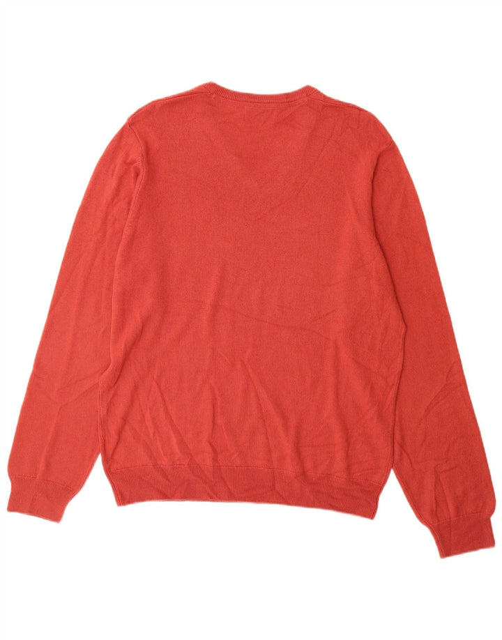 Marks & Spencer Pull coupe classique à col en V pour homme, grand, rouge, acrylique