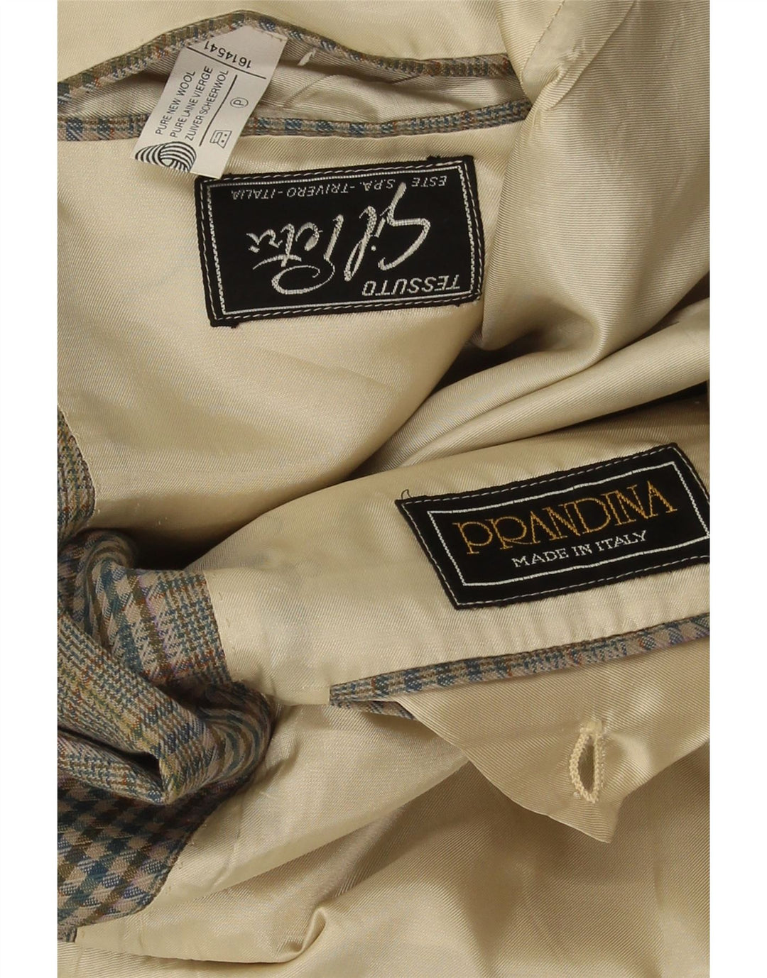 Prandina Veste blazer à 2 boutons pour homme UK 40 Large pied-de-poule vert laine vierge