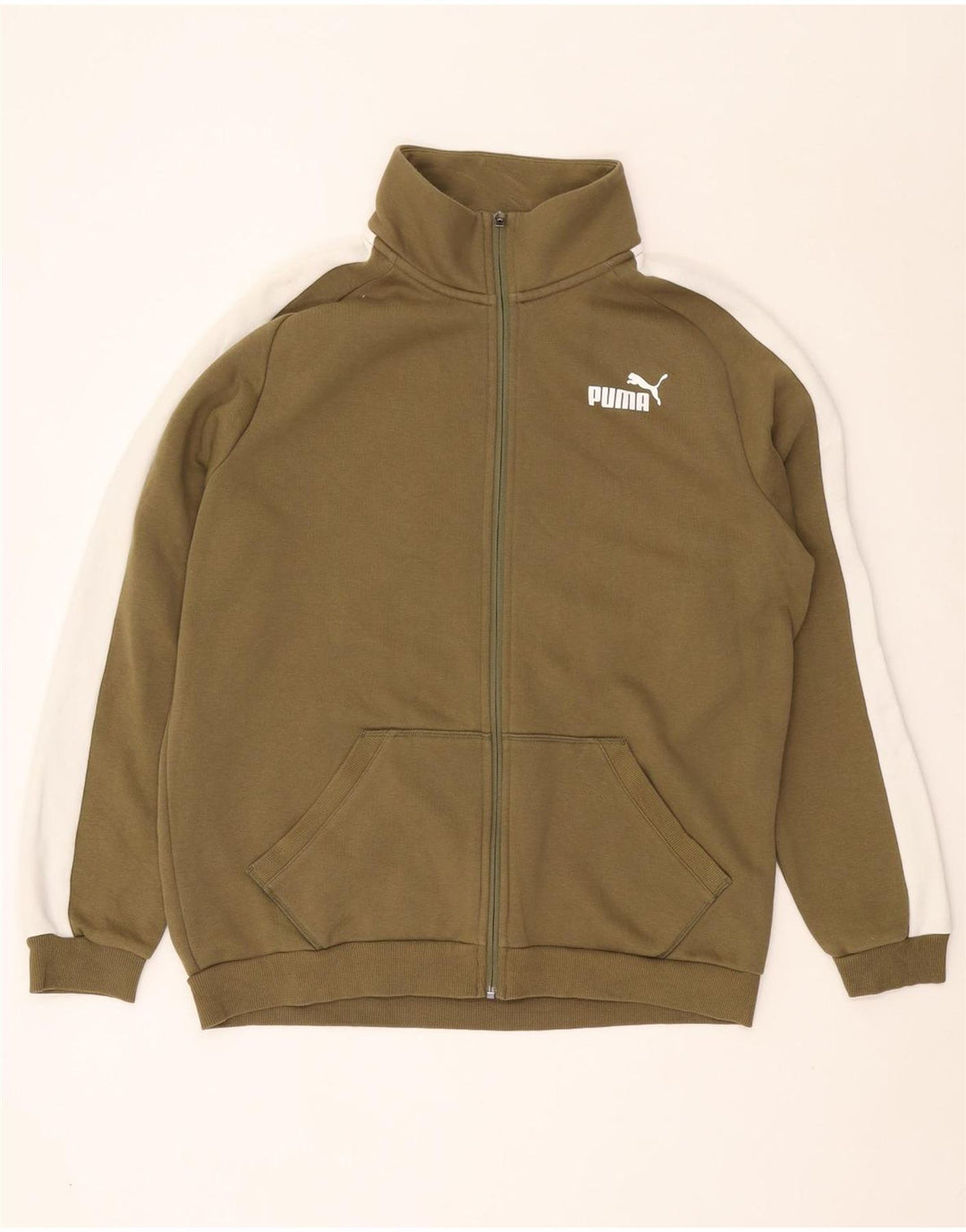 PUMA Veste de survêtement pour homme en coton color block Kaki Taille L