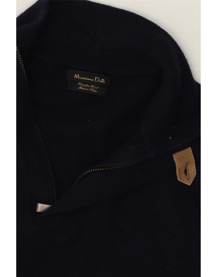 Massimo Dutti Pull à col zippé pour homme en laine bleu marine moyen