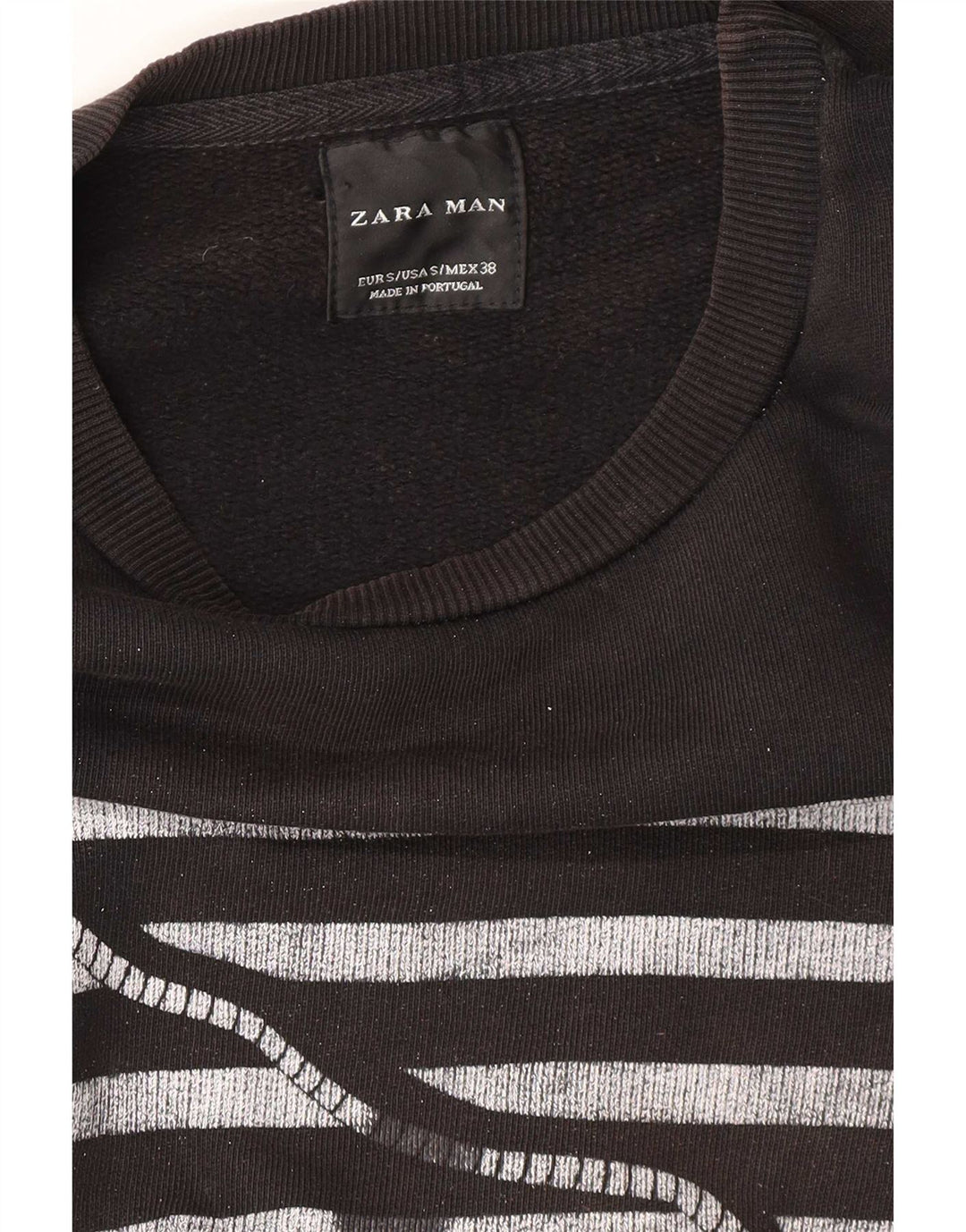 Zara Pull-over graphique pour hommes, petit, noir