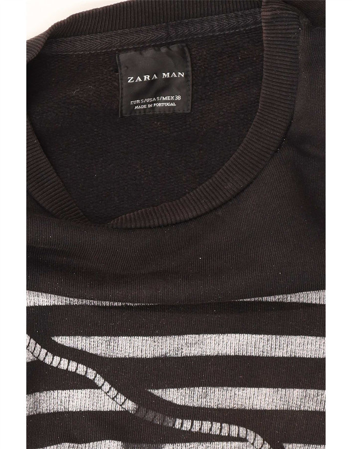Zara Pull-over graphique pour hommes, petit, noir