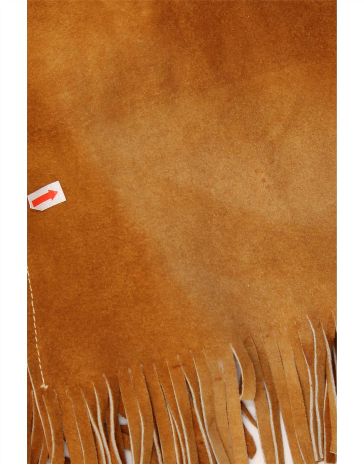 VINTAGE Gilet en daim femme UK 10 Petit Marron