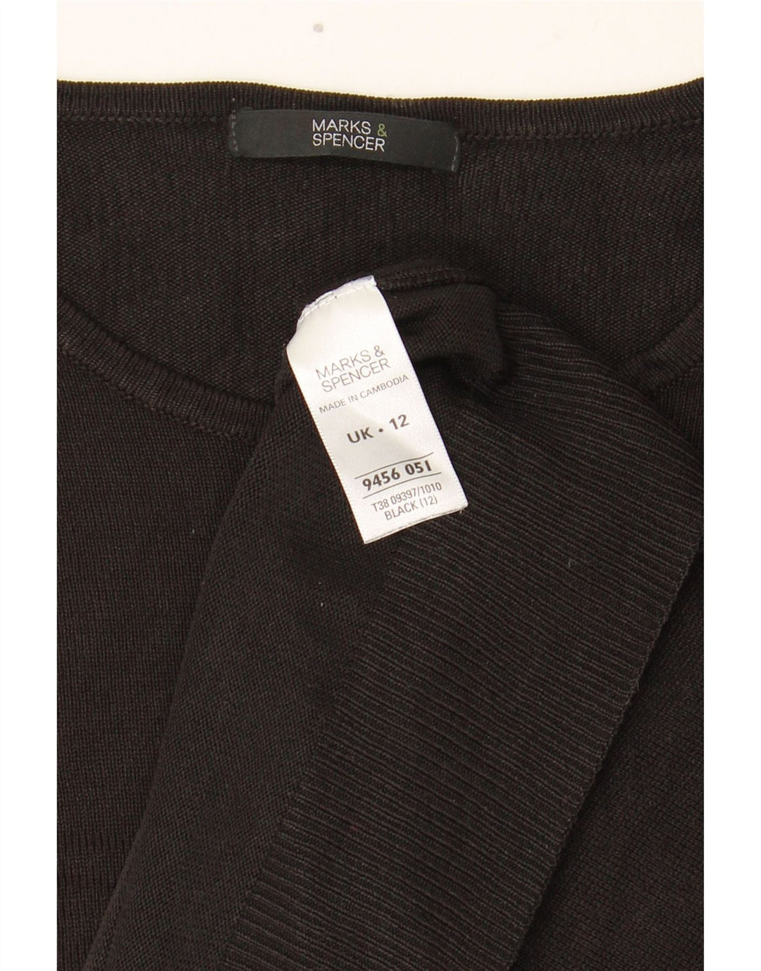 Marks & Spencer Pull à col rond pour femme UK 12 Acrylique noir moyen