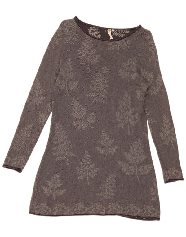 White Stuff Robe pull à manches longues pour femme UK 42 Gris moyen en coton floral