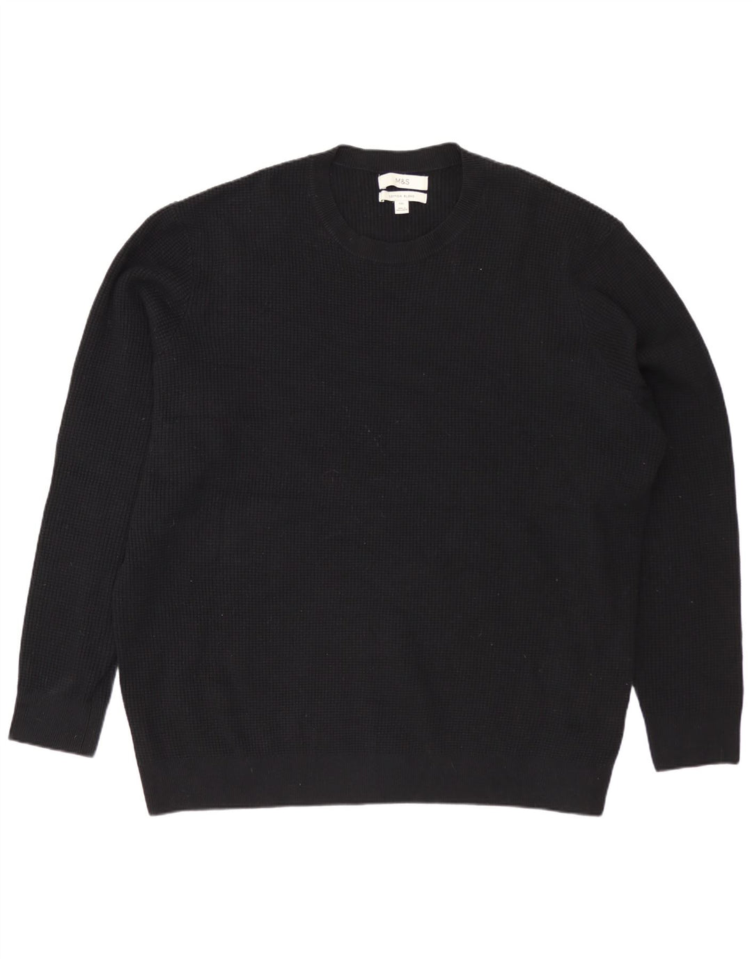 Marks & Spencer Pull col rond pour homme en coton noir 3XL
