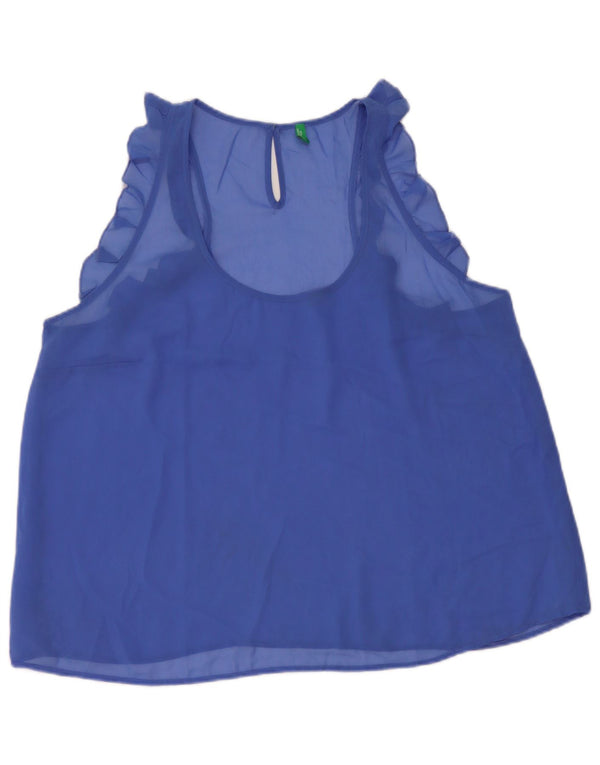 Benetton Chemisier sans manches pour femme UK 16 Large Bleu