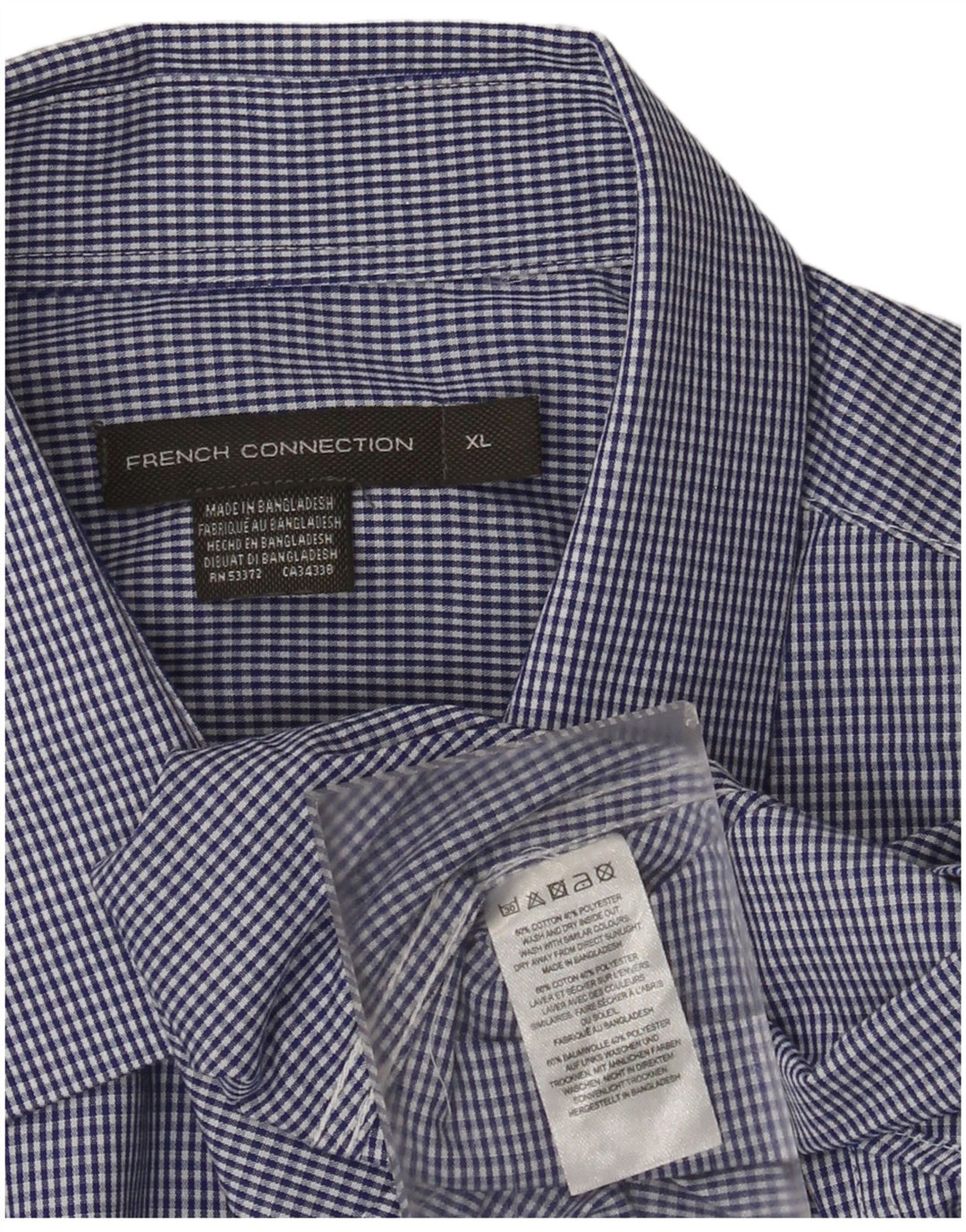 French Connection Chemise Homme XL Bleu Vichy Coton