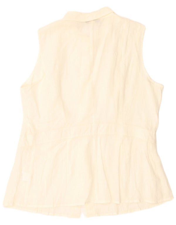 Marina Rinaldi Chemise sans manches pour femme Taille 27 Grand lin blanc cassé