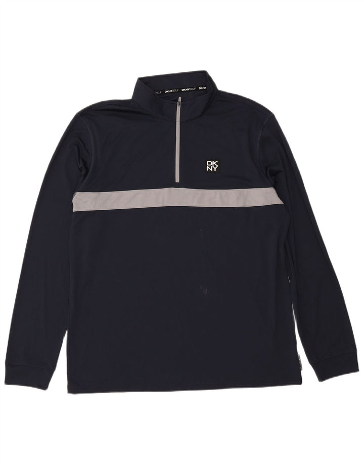Dkny Haut de survêtement à col zippé pour homme XL Bleu marine Colourblock